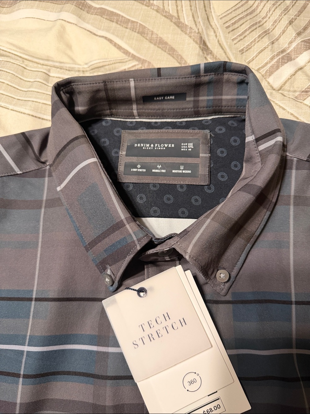 Denim & Flower Gray and Blue Plaid Tech Stretch Button-Down Shirt